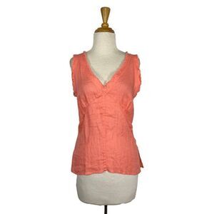 Zyga Lin'n Laundry M 40 Salmon Pink Linen Marcel Top Y2K Art To Wear
